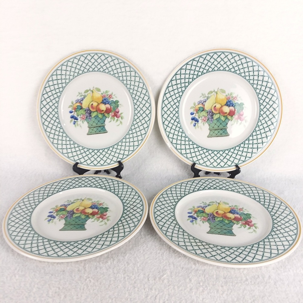 4 Villeroy & Boch Basket Porcelain Dinner Plates 10.5"‎ Germany Discontinued